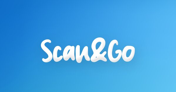 Ein blauer Hintergrund mit der Aufschrift "Scan & Go"