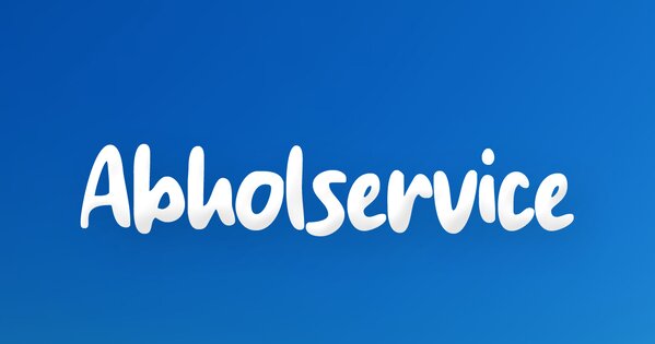Ein blauer Hintergrund mit der Aufschrift "Abholservice"