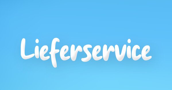 Ein blauer Hintergrund mit der Aufschrift "Lieferservice"
