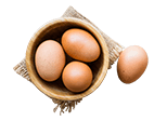 Korb mit drei Eiern